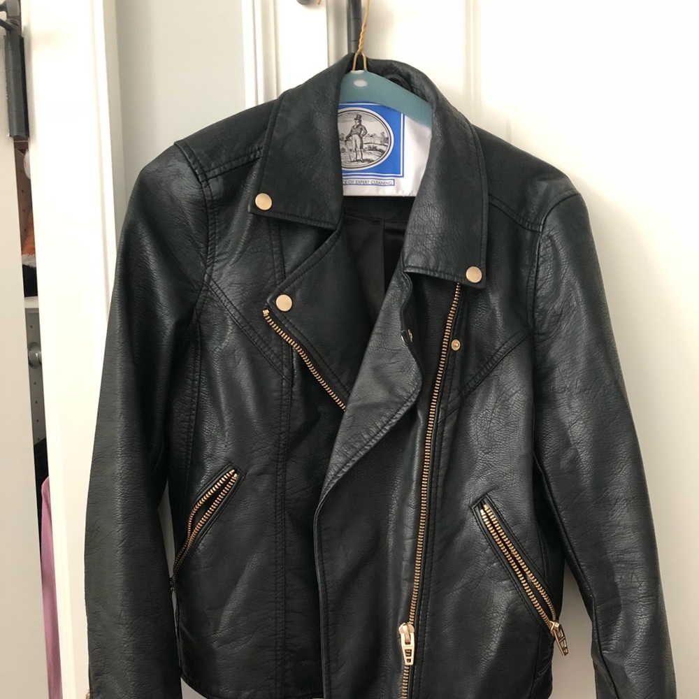 Women’s BlankNYC faux leather jacket gold detail